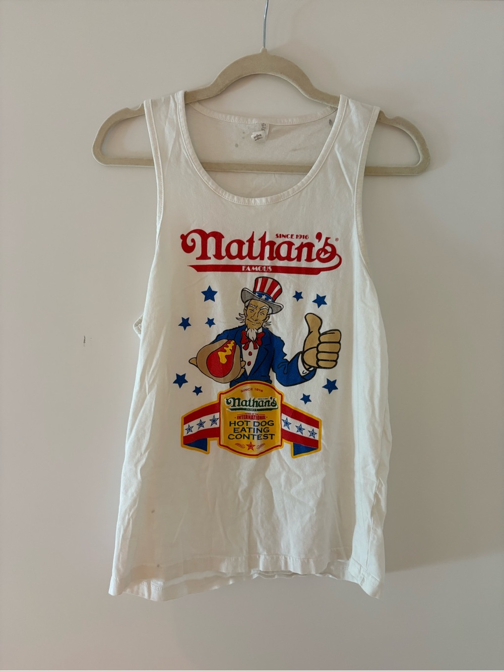 White Graphic Tank Top - Nathan’s famous Hot Dog Eating Contest original merch